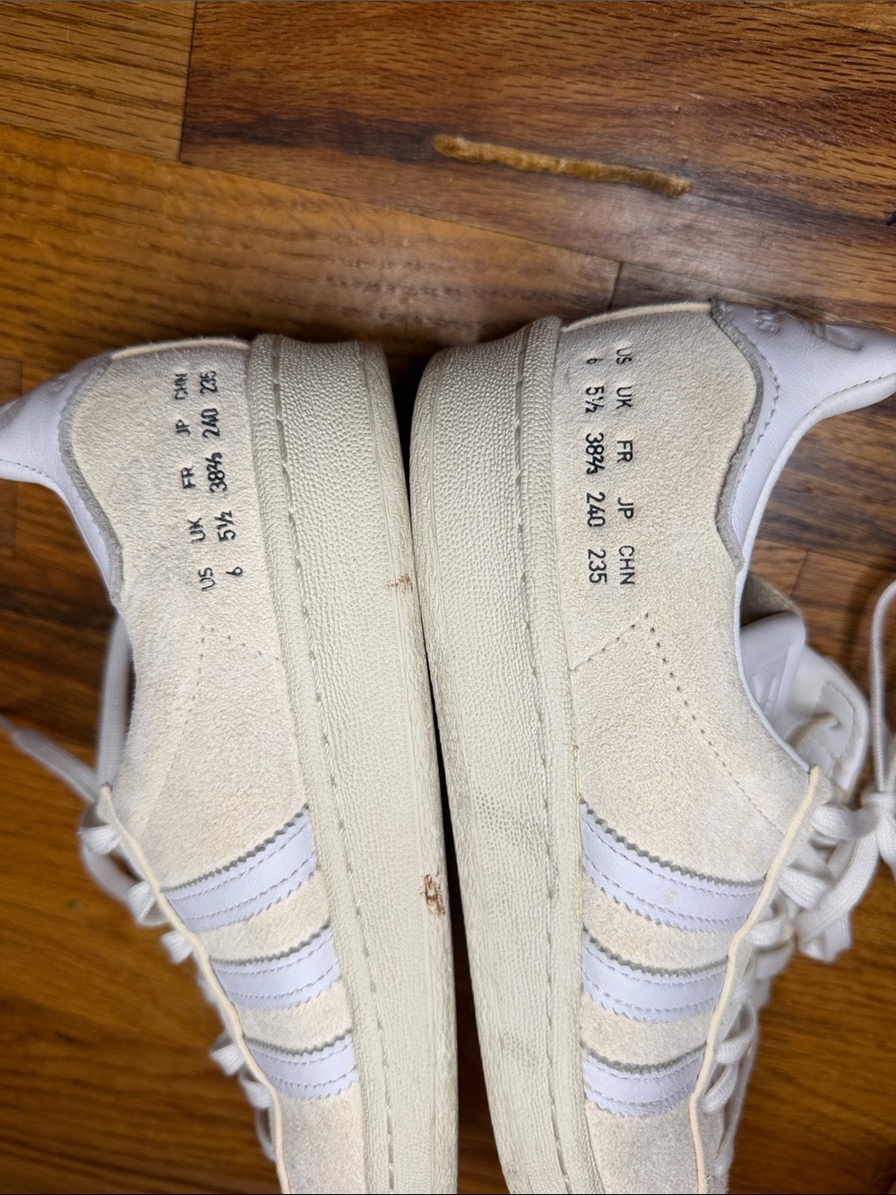 adidas Originals Campus Off White Suede Low-Top Sneakers - Picture 6 of 8
